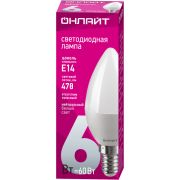 Лампа светодиодная 71 629 OLL-C37-6-230-4K-E14-FR 6Вт свеча 4000К нейтр. бел. E14 470лм 220-240В ОНЛАЙТ 71629