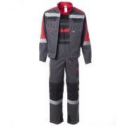 Костюм ФОРМУЛА с СОП летний куртка ткань, полукомбинезон, темно-серый с красной и черной отделкой 52-54 104-108,170-176