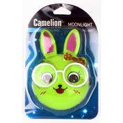Светильник светодиодный NL-241 «Зайцы очкарики» 220В ночник с выкл. зел. Camelion 13816